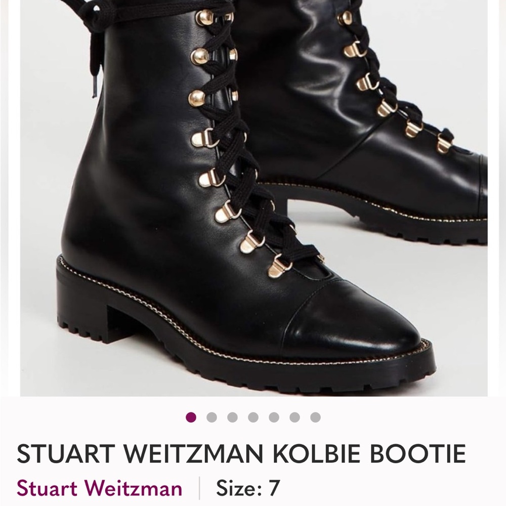 Stuart Weitzman Black Leather Combat Boots